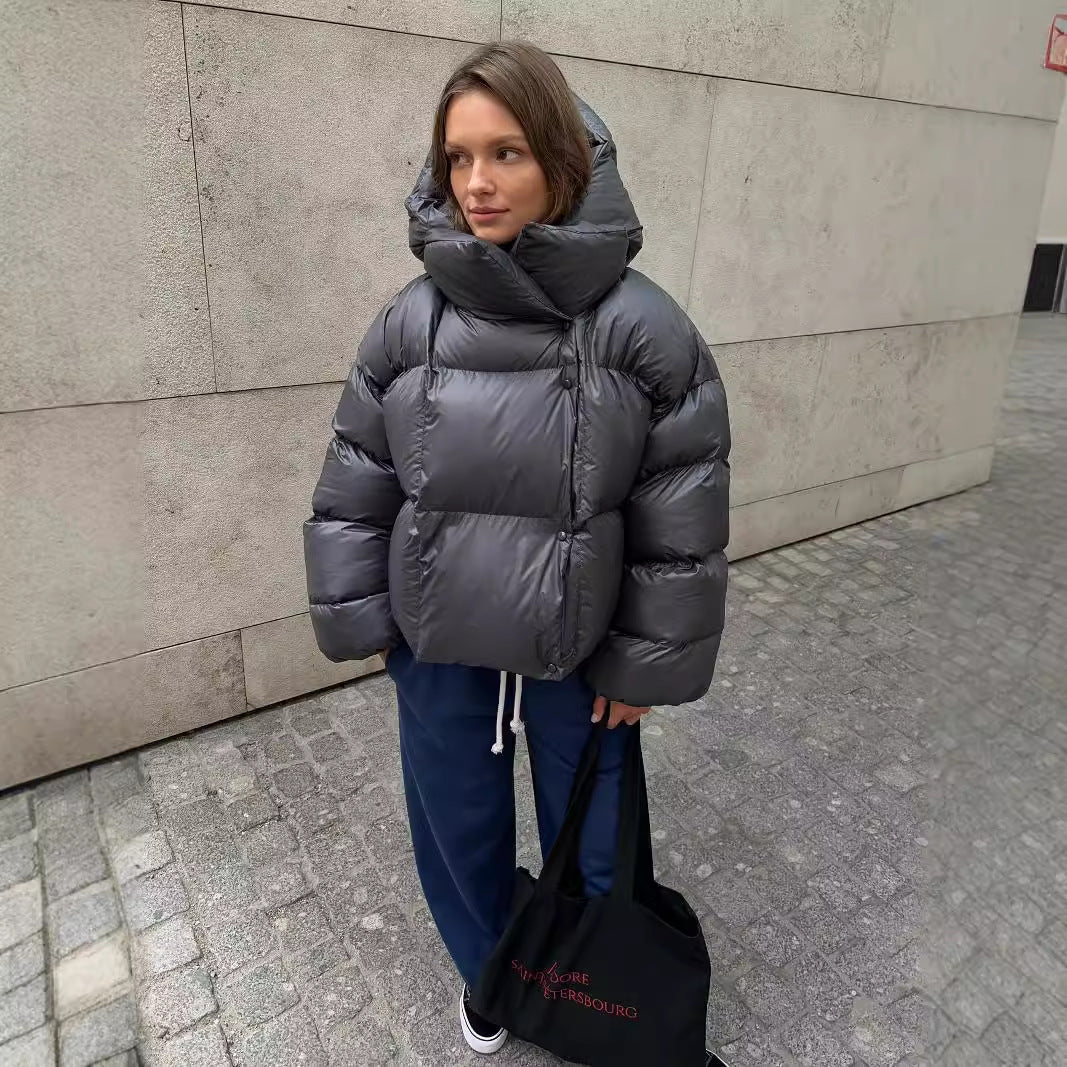 Damen Puffer Jacke - Kapuze & Kurz Geschnitten