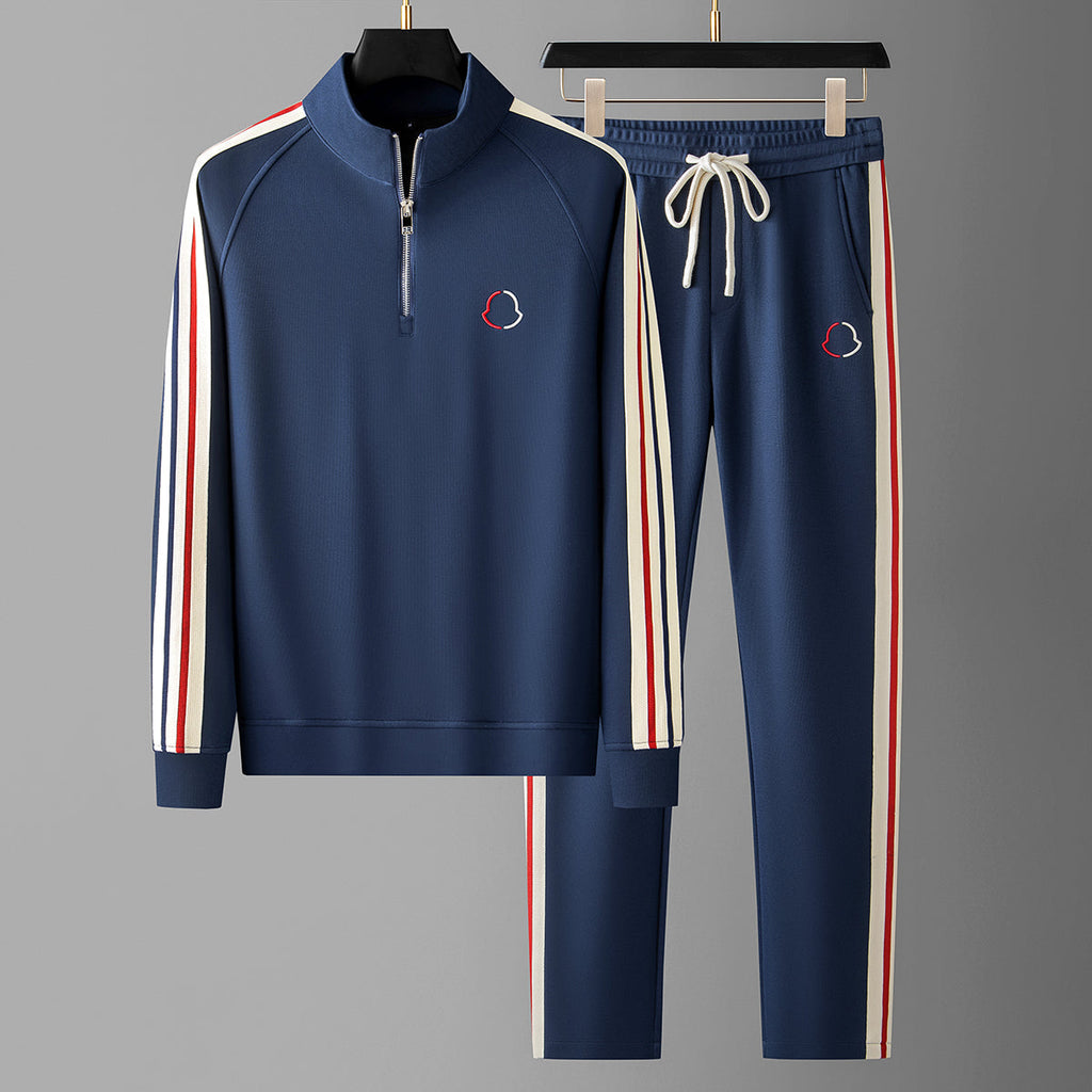 Herren Trainingsanzug Set - Quarter-Zip Oberteil & Entspannte Passform Hose