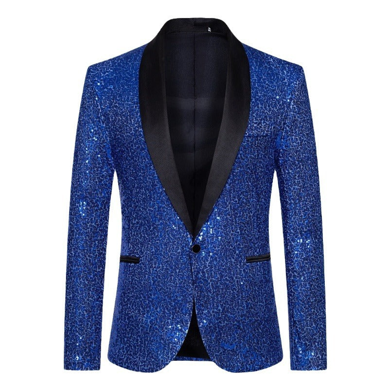 Herren Pailletten Blazer Jacke - Schmale Passform mit Einzelknopf