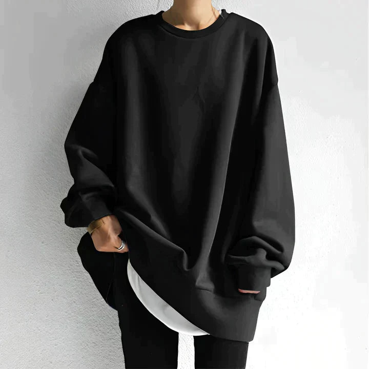Damen Oversized Pullover Sweatshirt - Entspannte Passform mit Rundhalsausschnitt