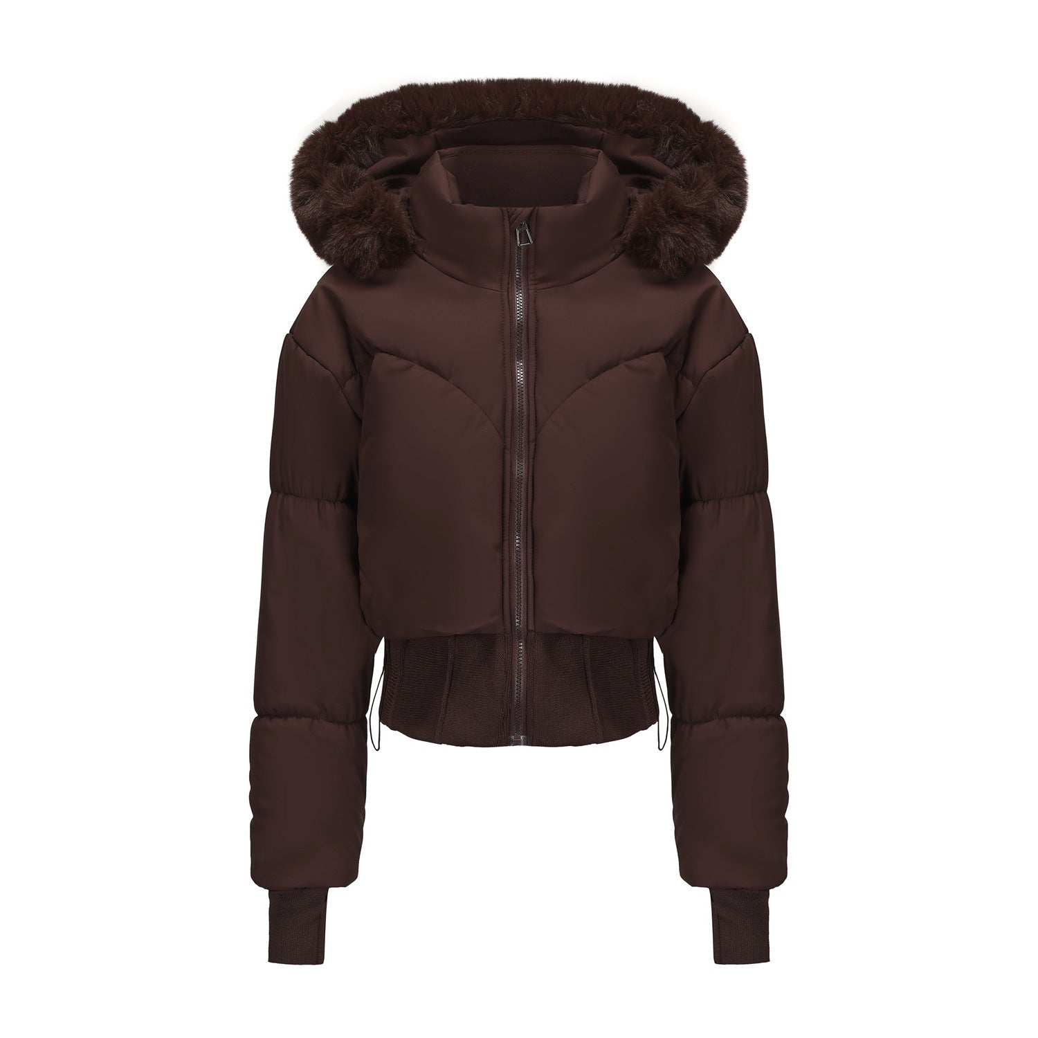 Damen Kurze Steppjacke – Puffer-Jacke mit Abnehmbarer Kapuze