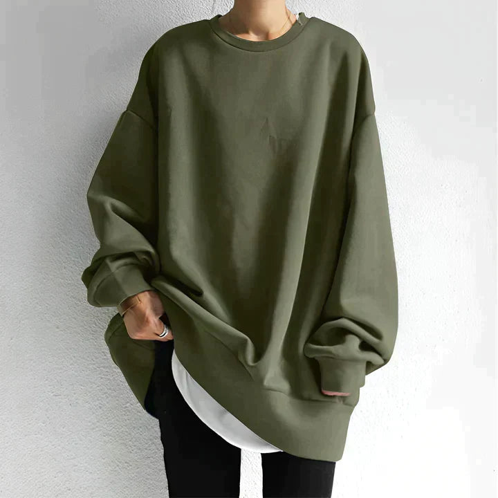 Damen Oversized Pullover Sweatshirt - Entspannte Passform mit Rundhalsausschnitt