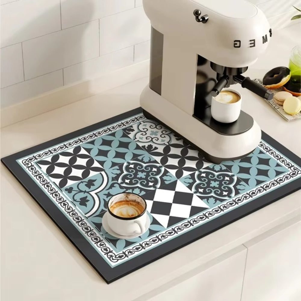 Kaffee-Unterlage Retro Fliesen-Design – Saugstark Anti-Rutsch