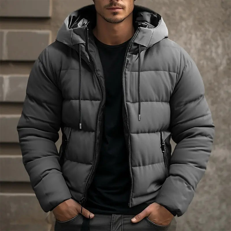 Herren Isolierte Pufferjacke - Kapuzen-Wintermantel