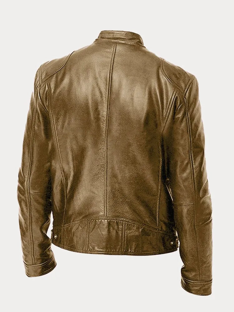 Herren Texturierte Biker Jacke - Stehkragen mit Reißverschlusstaschen