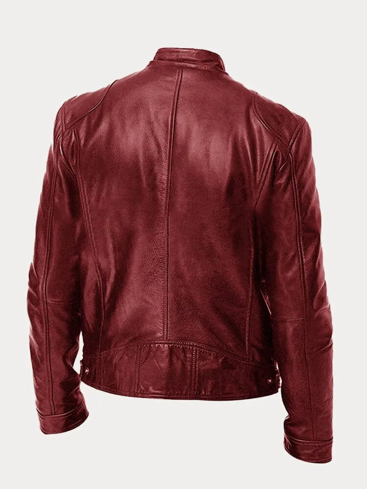 Herren Texturierte Biker Jacke - Stehkragen mit Reißverschlusstaschen