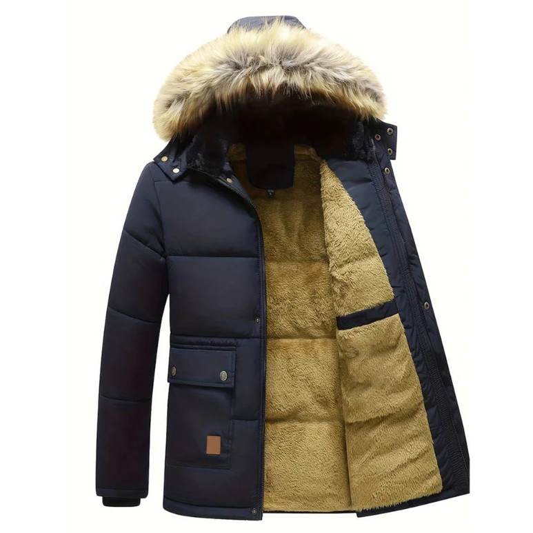 Herren Isolierte Winter-Parka-Jacke - Gepolstertes Futter & Mehrfachtaschen
