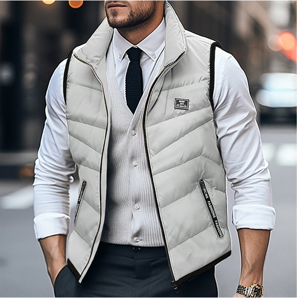 Herren Puffer Bodywarmer Gilet - Reißverschluss und Stehkragen