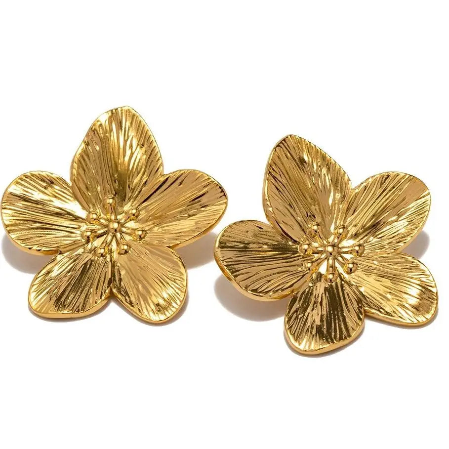 Damen Ohrstecker Blume - Statement Schmuck mit Strukturiertem Finish