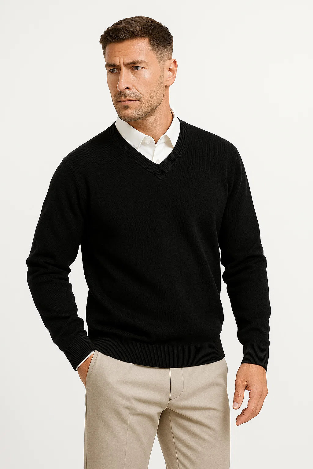 Herren Kaschmir Pullover – Schmale Passform mit V-Ausschnitt
