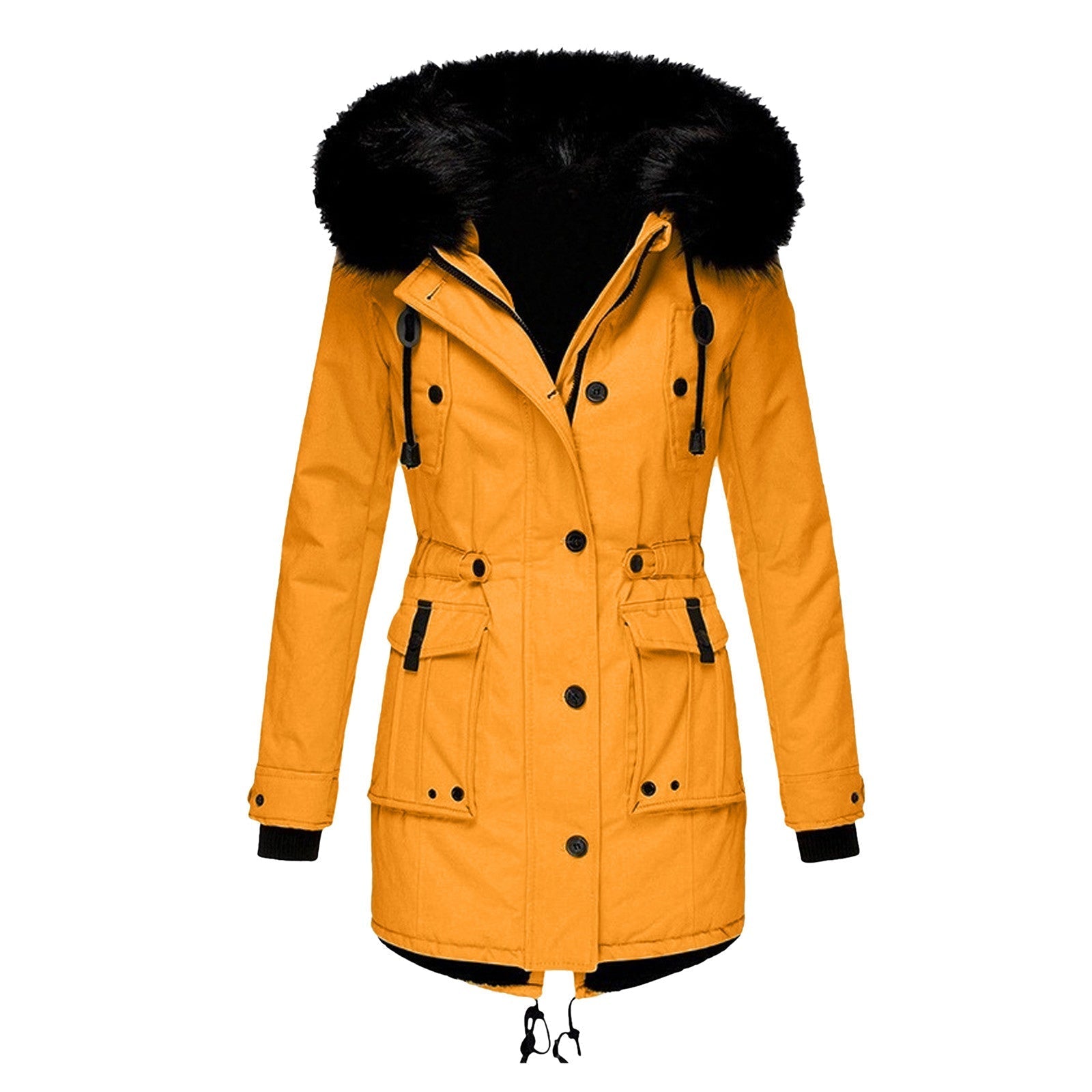 Damen Kapuzen-Parka-Mantel - Doppelverschluss & Multitasche