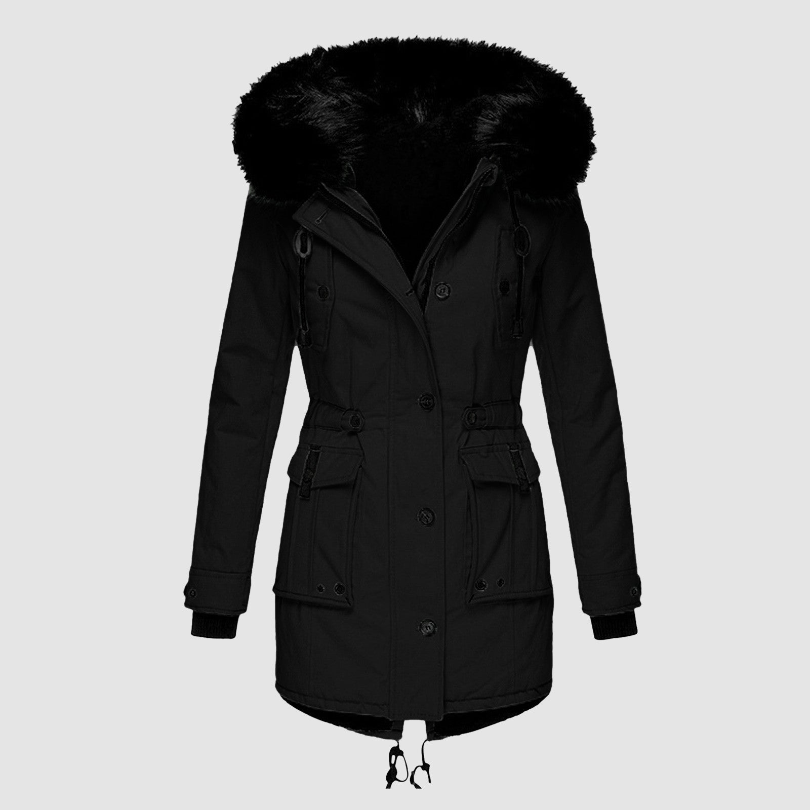 Damen Kapuzen-Parka-Mantel - Doppelverschluss & Multitasche