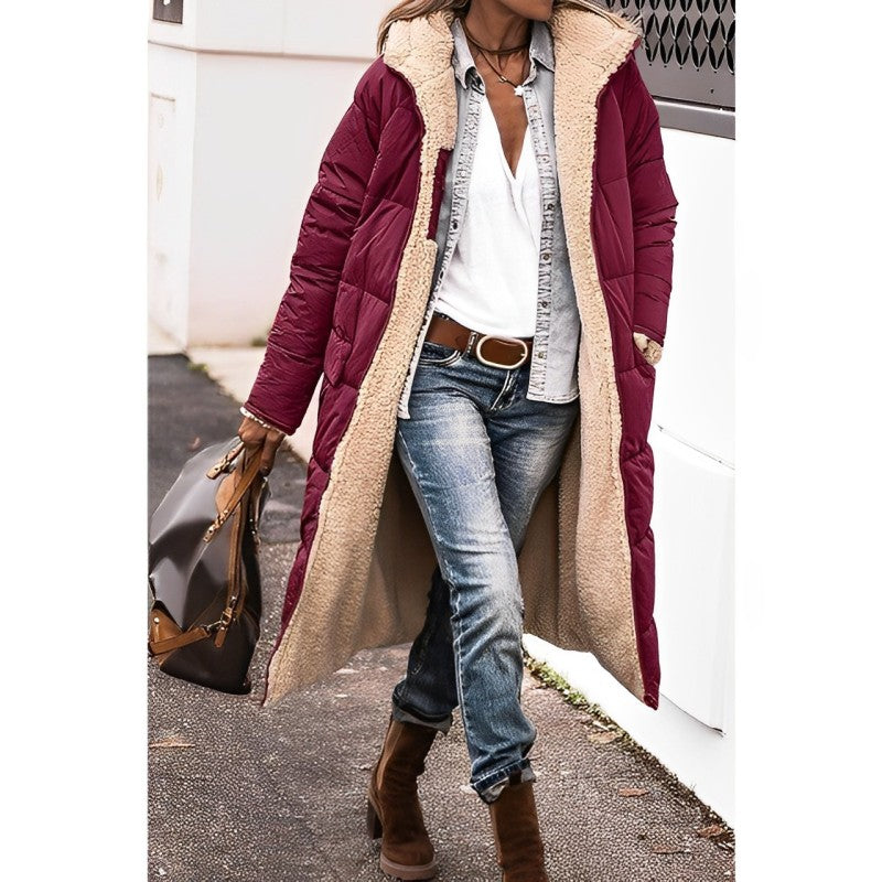 Damen Wendbarer Puffer-Mantel - Kapuze & Plüschfutter