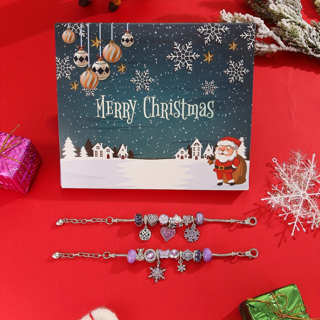 Damen 24 Tage Lavendel Schmuck Set - DIY Armband & Perlen Adventskalender