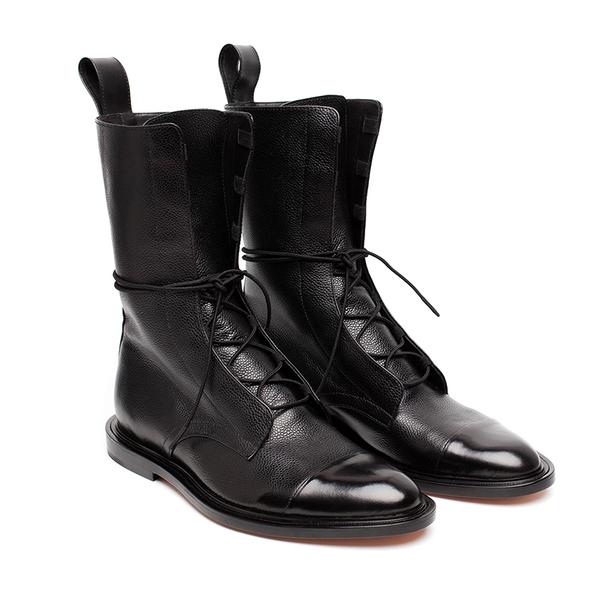 Damen Schnürstiefel Schwarz - Mittelhoch mit Profilsohle