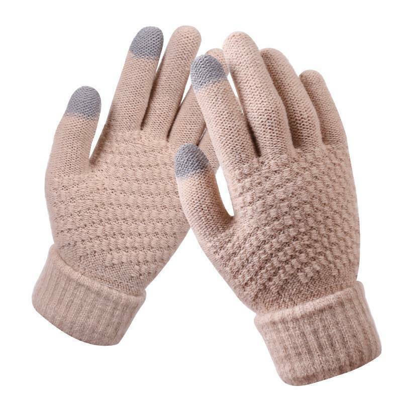 Damen Gestrickte Touchscreen-Winterhandschuhe - Gerippte Bündchen