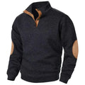 Herren Pullover Stehkragen - Mit Knopfverschluss und Ellenbogen-Details