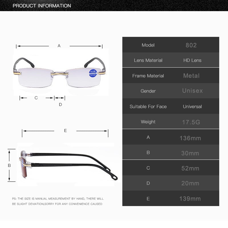 Buy 1 Get 1 Free - Sapphire High Hardness Anti - Blue Light Progressive Multifocal Reading Glasses for Near and Far Reading. - ALPINE WEAR