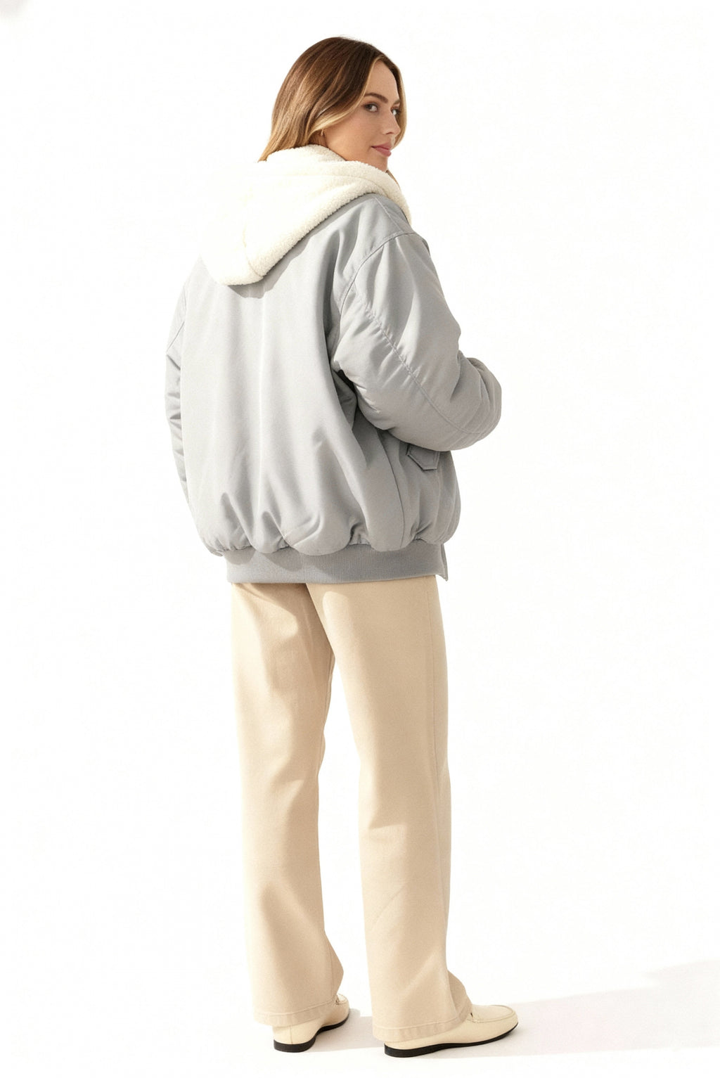 Damen Oversized Winterjacke - Wendbar mit Kapuze