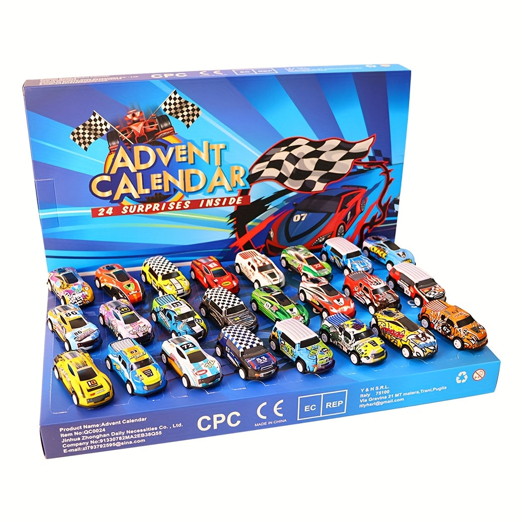 Weihnachts-Adventskalender Spielzeug-Set - 24 Mini-Rennautos & Überraschungen
