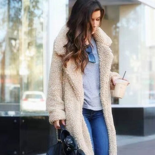 Damen Weicher Oversize Mantel - Lang & Reverskragen-Stil