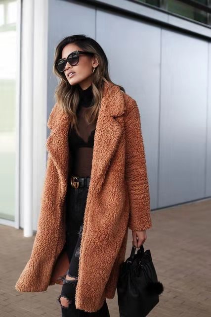 Damen Weicher Oversize Mantel - Lang & Reverskragen-Stil