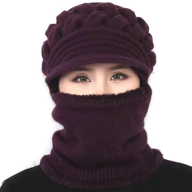 Damen Winter Balaklava Mütze - Krempenhut mit Gesichtsmaske