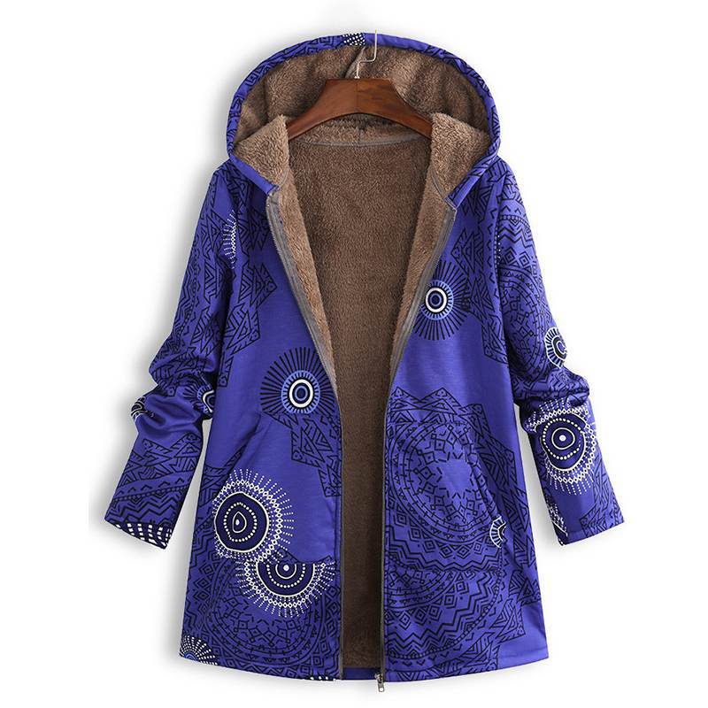 Damen Bedruckte Jacke - Kapuze mit Weichem Futter