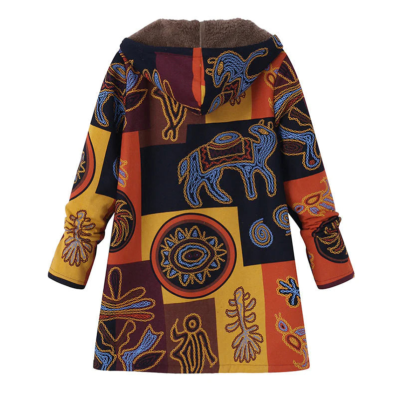 Damen Bedruckte Jacke - Kapuze mit Weichem Futter