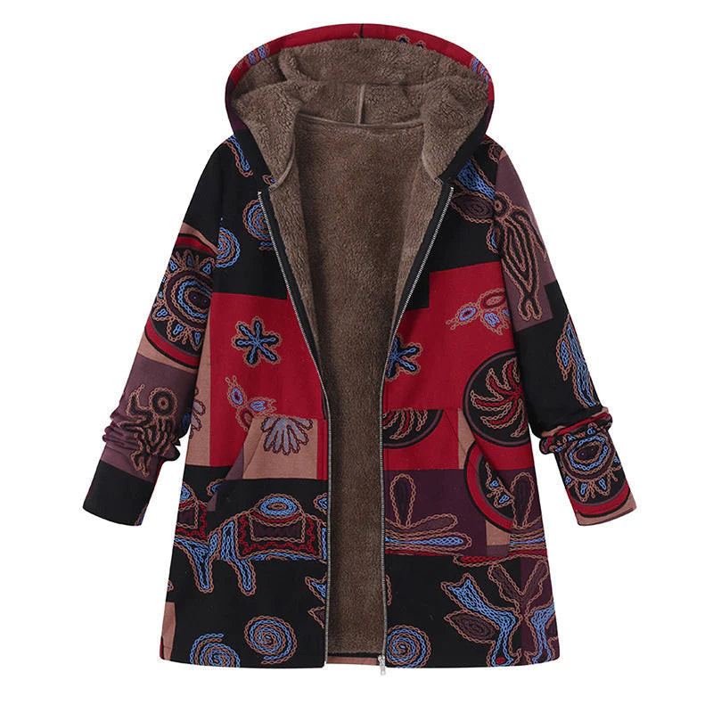 Damen Bedruckte Jacke - Kapuze mit Weichem Futter