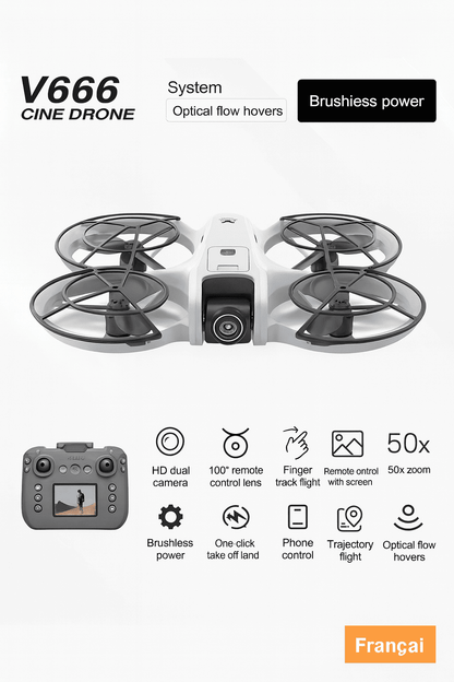 Drone Professionnel V666 – Double Caméra 8K & Stabilisation 6 Axes - ALPINE WEAR