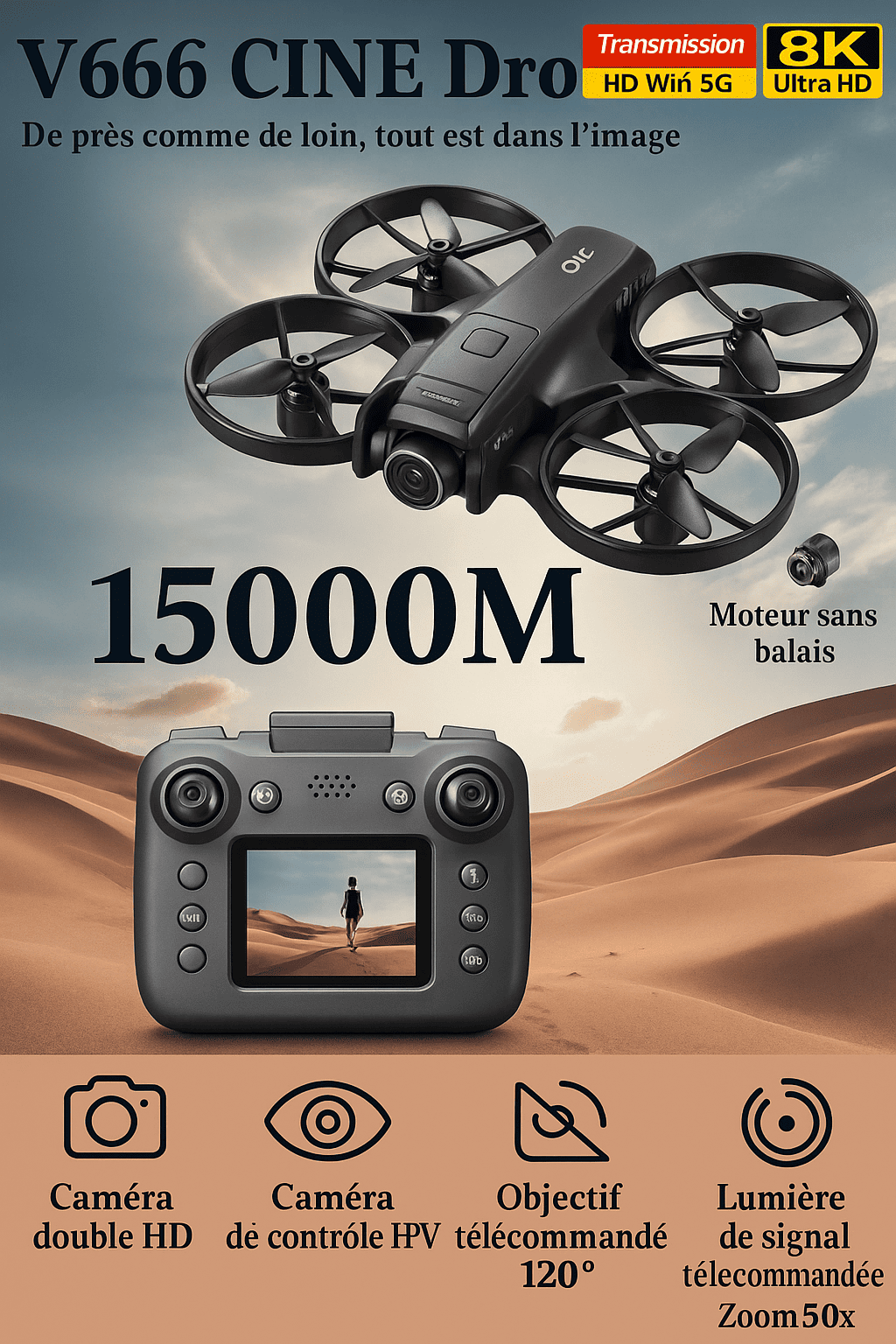 Drone Professionnel V666 – Double Caméra 8K & Stabilisation 6 Axes - ALPINE WEAR