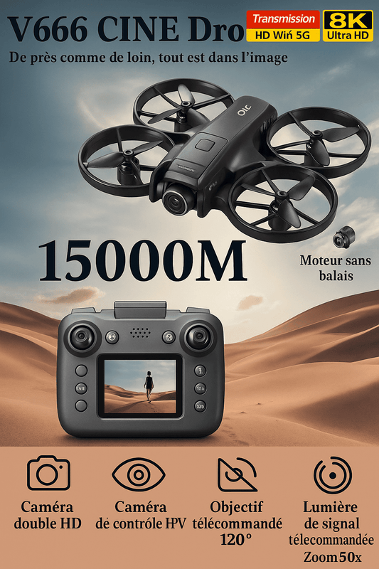 Drone Professionnel V666 – Double Caméra 8K & Stabilisation 6 Axes - ALPINE WEAR