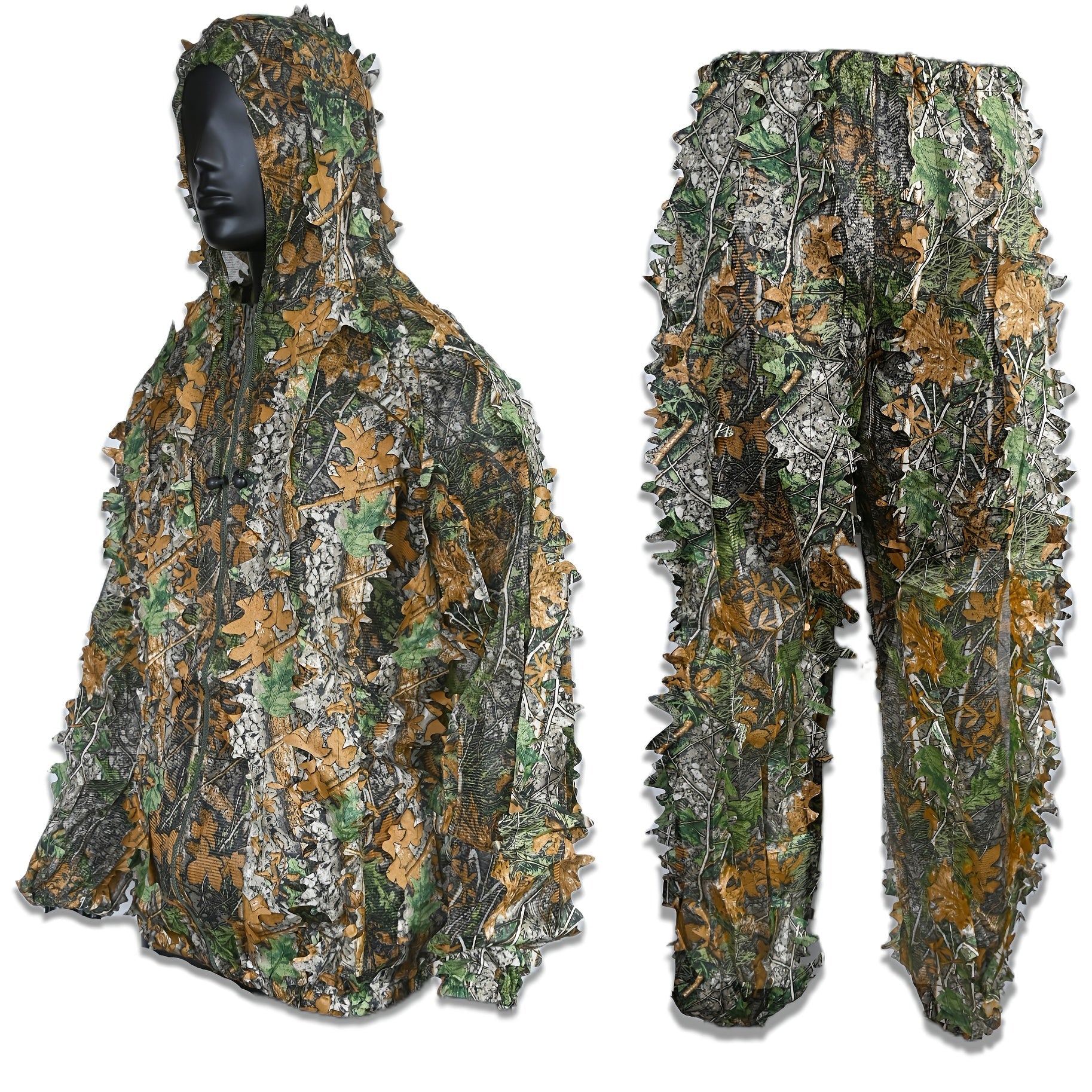 Unisex 3D-Blatt-Tarnanzug Set – Jagd Ghillie Hoodie & Hose