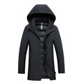 Herren Langer Winter Parka – Gefütterter Steppmantel mit Kapuze