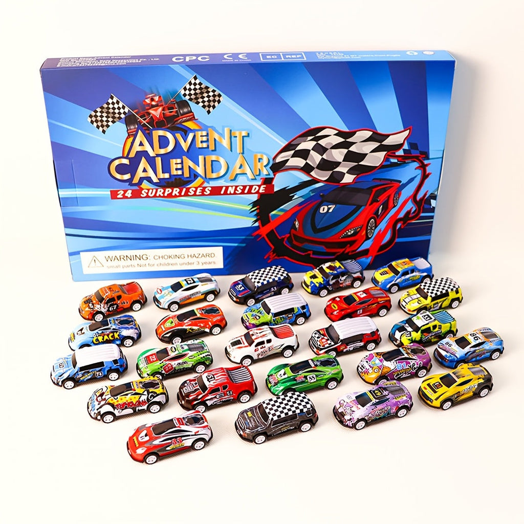 Weihnachts-Adventskalender Spielzeug-Set - 24 Mini-Rennautos & Überraschungen