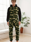 Herren Bedruckter Loungewear Onesie - Kapuzen-Pyjamaanzug