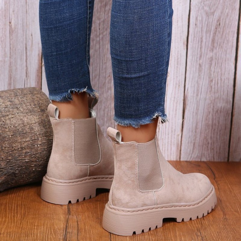 Damen Schlupf-Chelsea-Stiefeletten - Klobige Plateausohle
