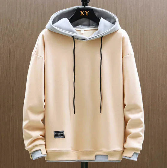 Herren Zwei-Ton Hoodie – Entspannte Passform mit kontrastierendem Lagen-Look