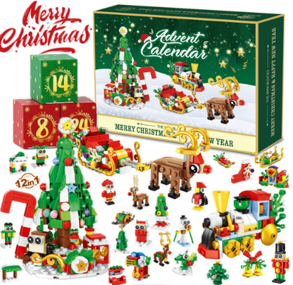 Weihnachts-Adventskalender Baustein-Set - 24-in-1 Multimodell-Design