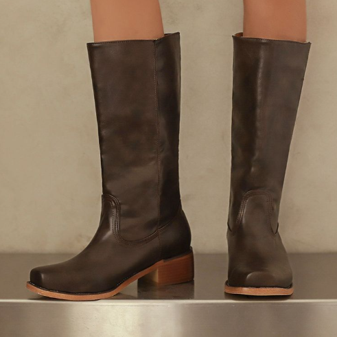 Damen Kniehohe Stiefel - Blockabsatz Zum Hineinschlüpfen