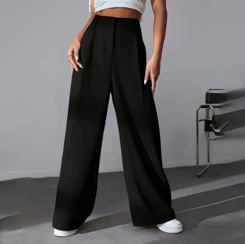 Damen Weiße Weites Bein Arbeitshose - High-Waisted & Fließend