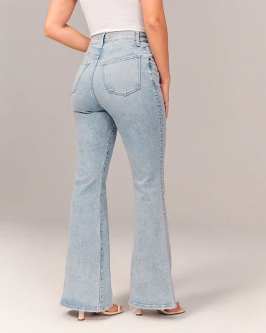 Damen Hoch Taillierte Schlagjeans - Dehnbare Passform