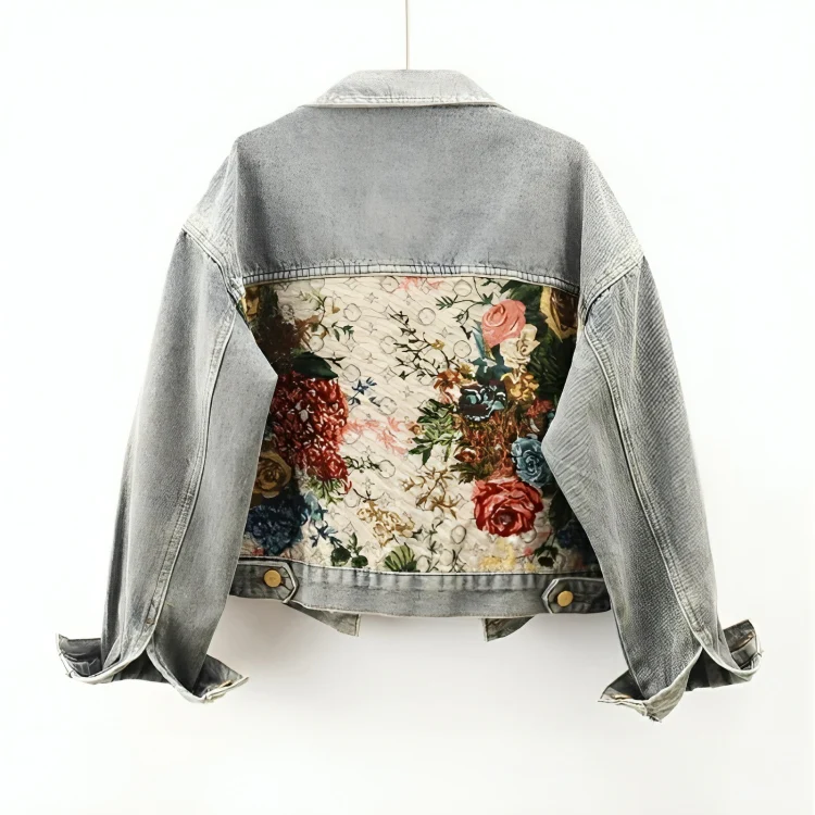 Damen Jeansjacke mit Blumenmuster im Vintage-Stil - Stilvoll & Klassisch