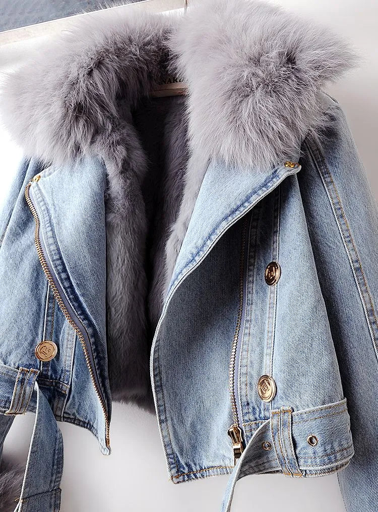 Damen Warme Jeansjacke - Kuschelig & Stilvoll