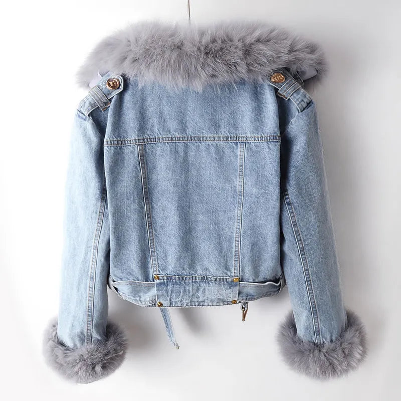 Damen Warme Jeansjacke - Kuschelig & Stilvoll