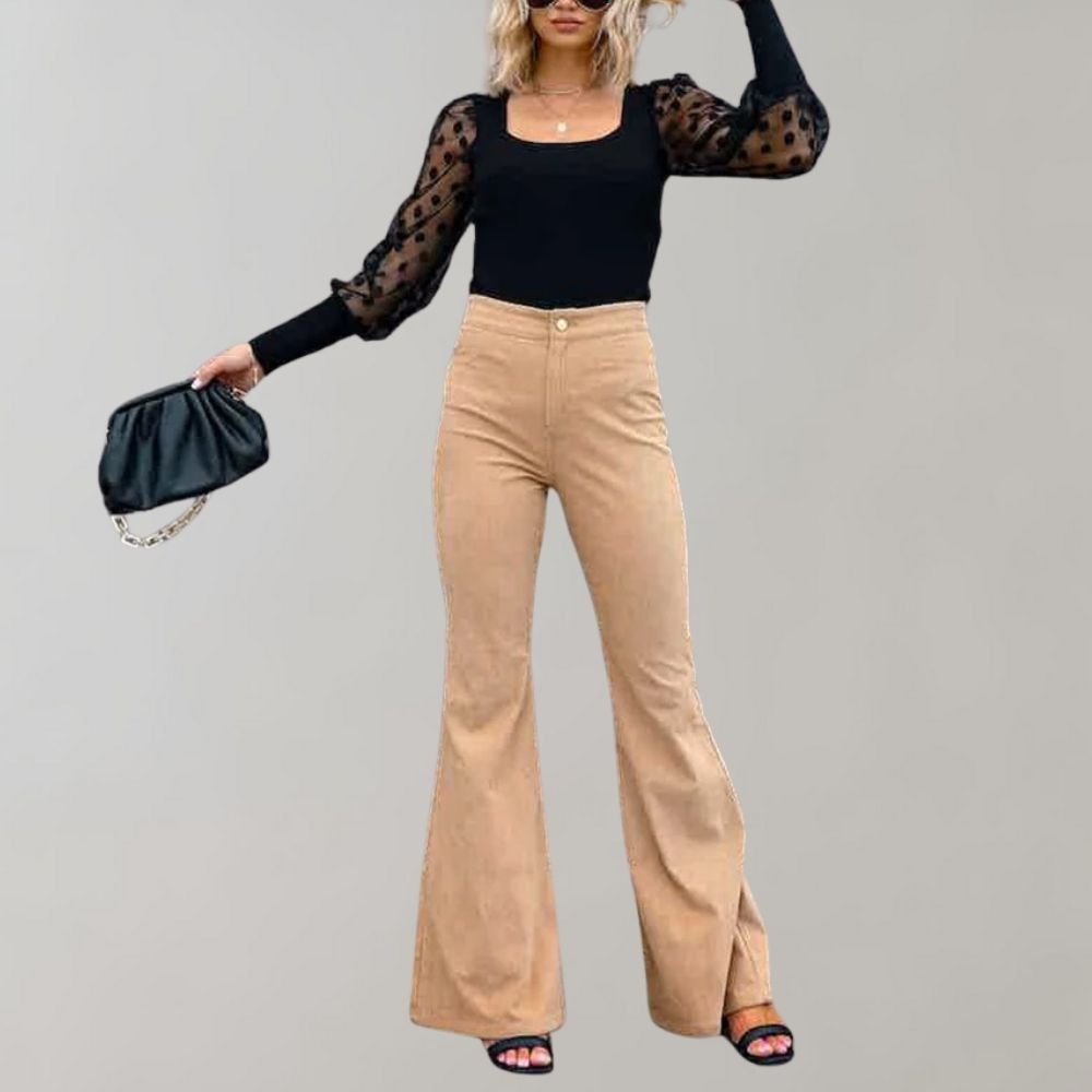 Damen Schlagjeans - High-Waist mit Knopfleiste