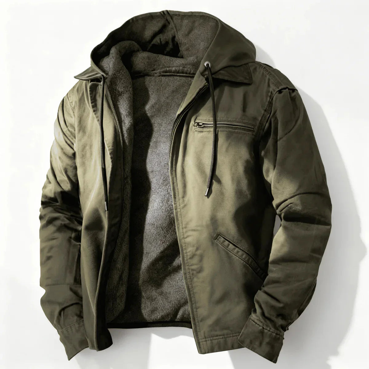 Herren Winterjacke - Weiches Futter mit Kordelzug-Kapuze