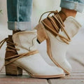 Damen Stiefeletten im Western-Stil - Schnürdetails & Blockabsatz