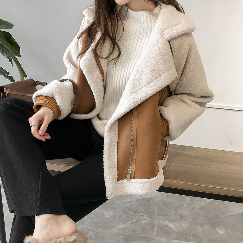 Damen Wildleder-Winterjacke - Oberbekleidung mit gemütlichem Futter
